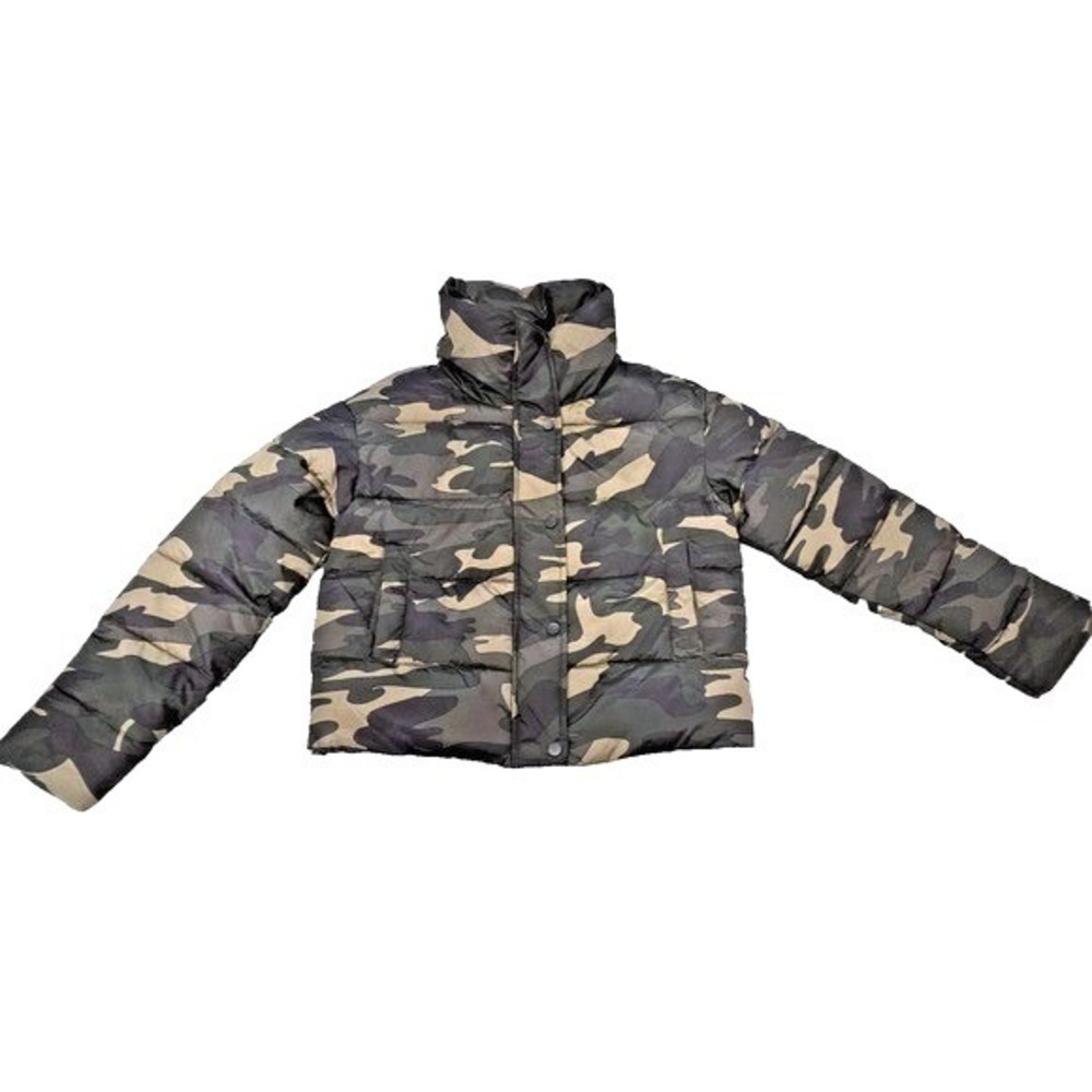 Primark Camo Cropped Puffer Jacket Womens 2XS‎ Camouflage Crop Winter Coat XS 2